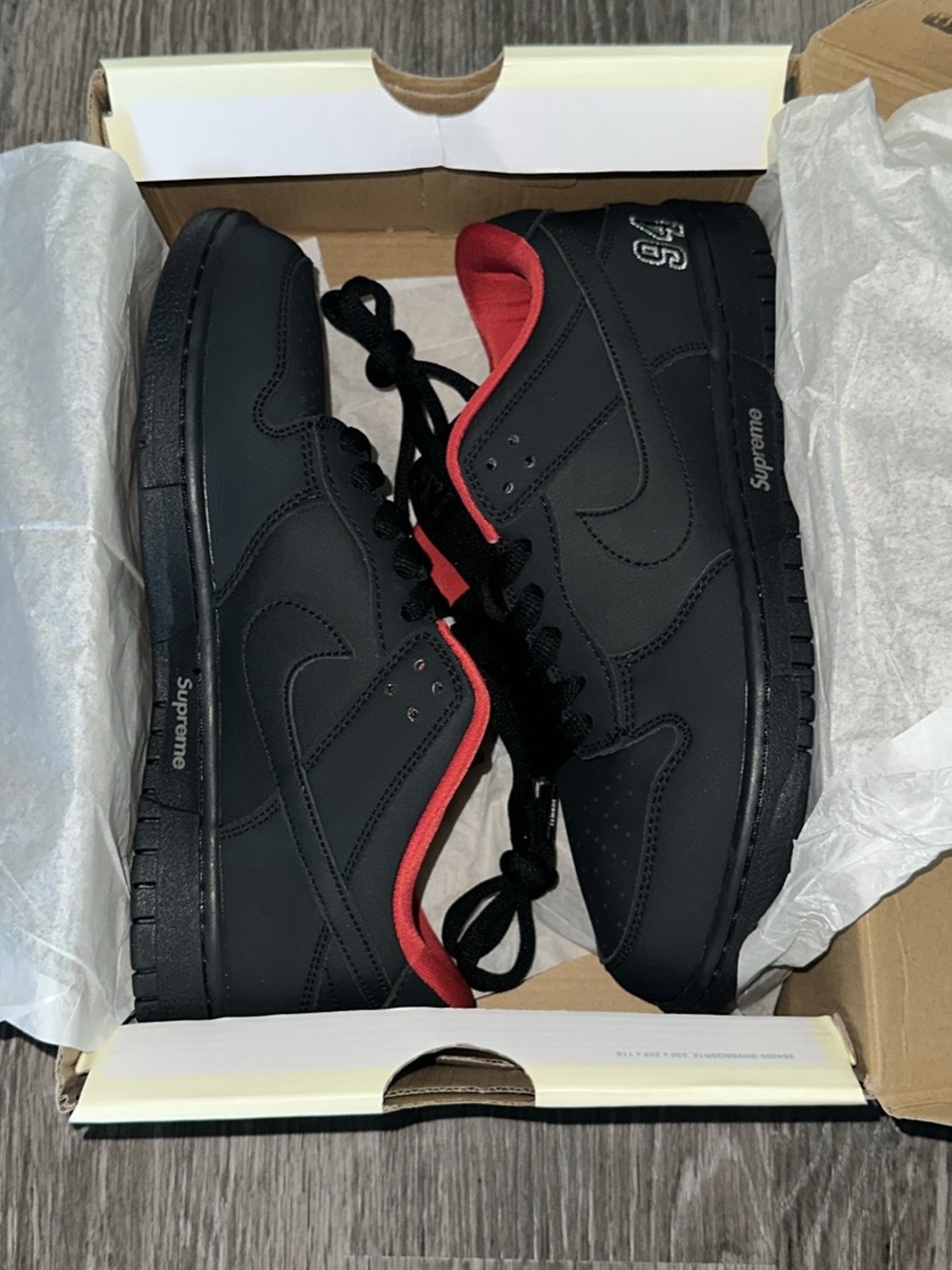 nike dunk low pro supreme black and red